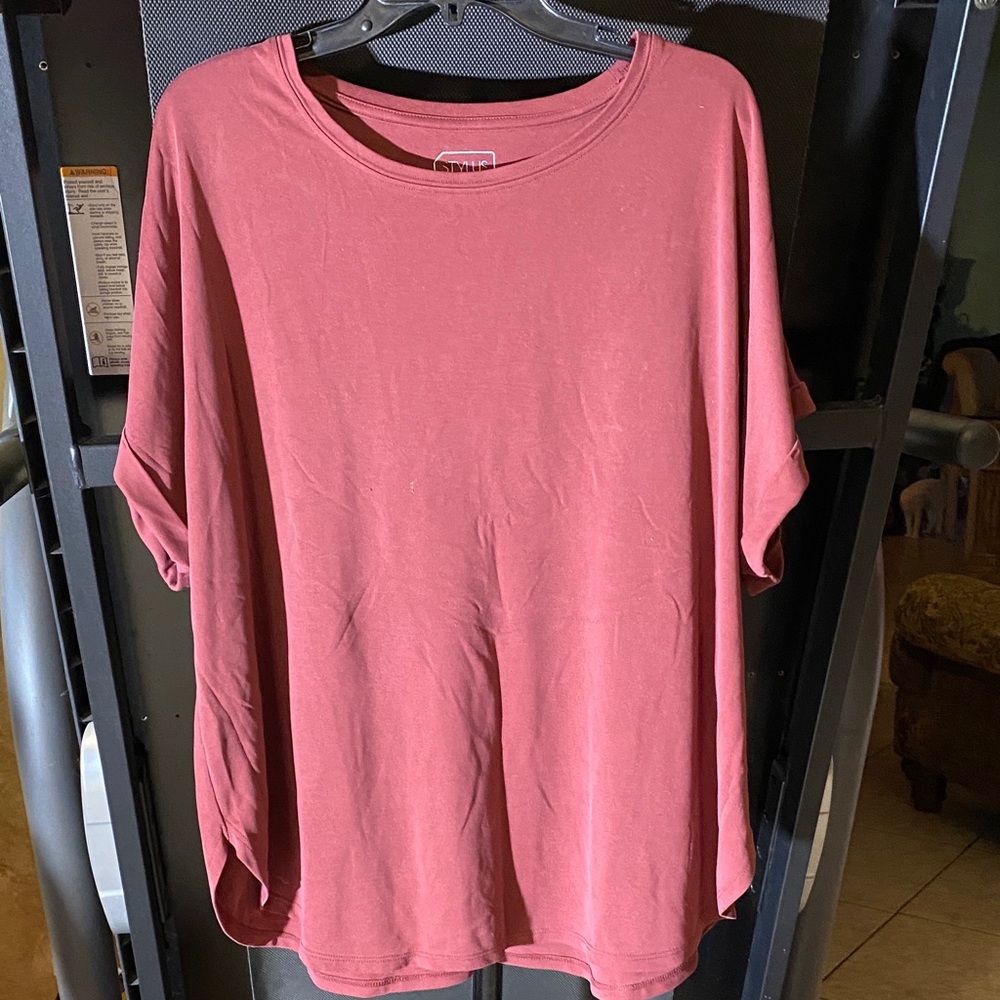 STYLUS Women's Short Sleeve Dusty Rose Tee - Picture 5 of 8